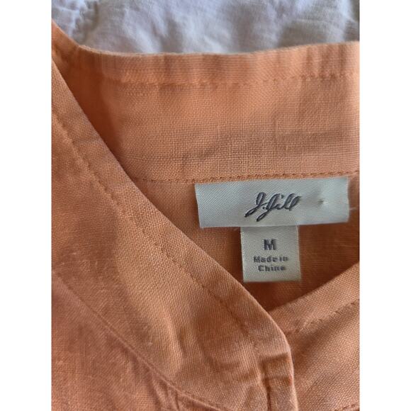 J. Jill Women's Medium 100% Linen Embroidered Tunic Top Peach 3 Quarter Sleeve - Picture 12 of 16